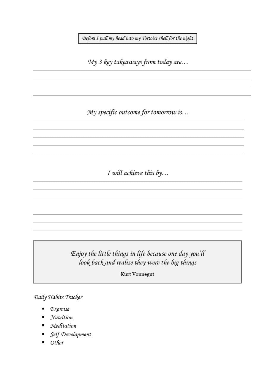 A Journal to Happiness - The Way of the Tortoise
