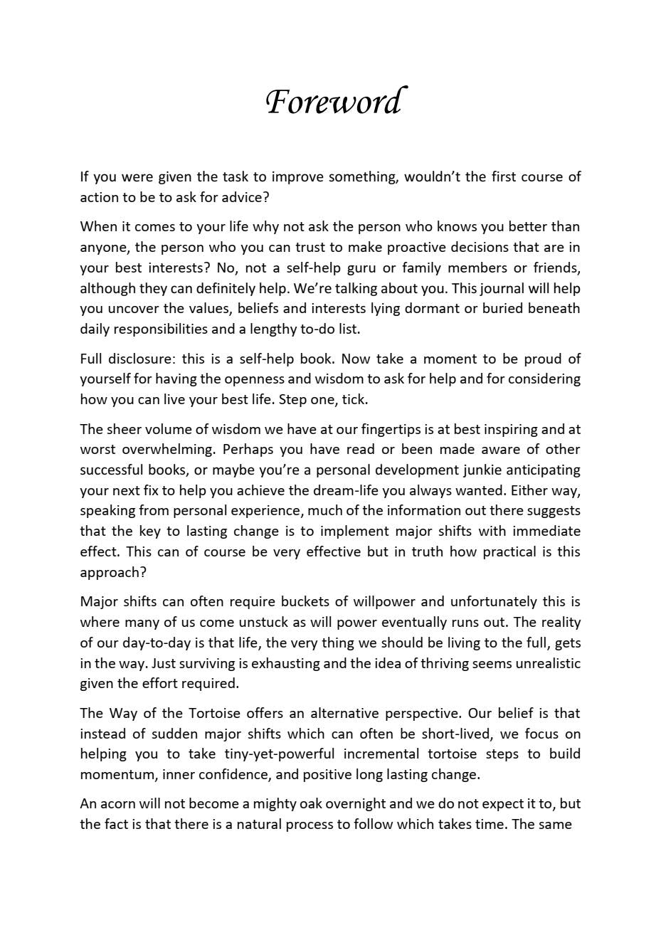 A Journal to Happiness - The Way of the Tortoise